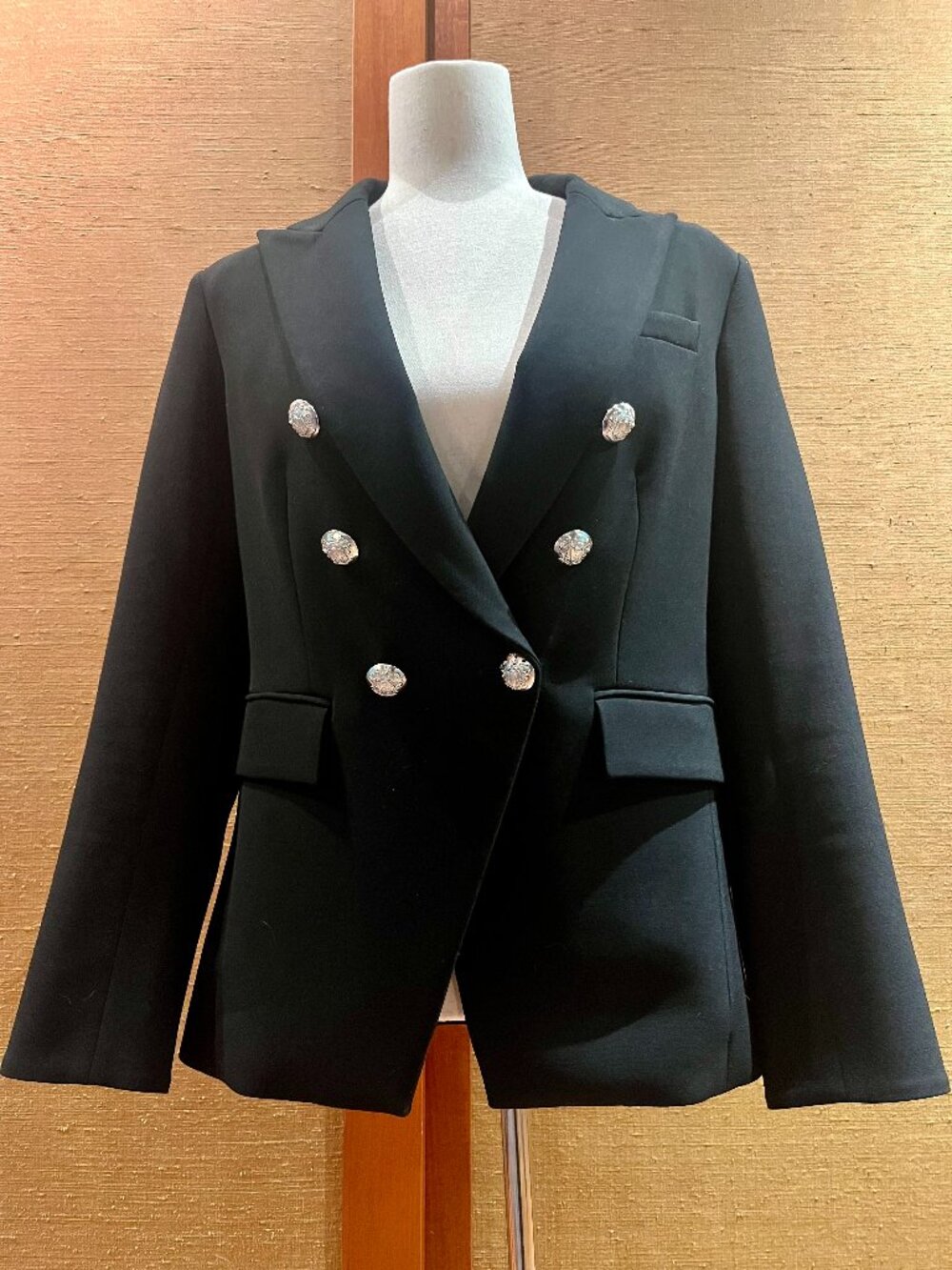 Veronica Beard Miller Dickey Jacket Black Silver Crest Buttons Sz 8